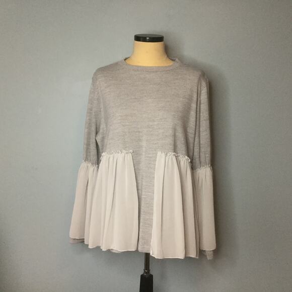 Lost Ink 4X Smocked Chiffon Contrast Knit Sweater - Picture 7 of 9